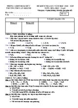 Đề kiểm tra số 1 môn Hóa học Lớp 8 - Đề 1 - Năm học 2018-2019 - Trường THCS An Khánh